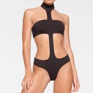 SKIMS Black Cut-Out One Piece Swimsuit